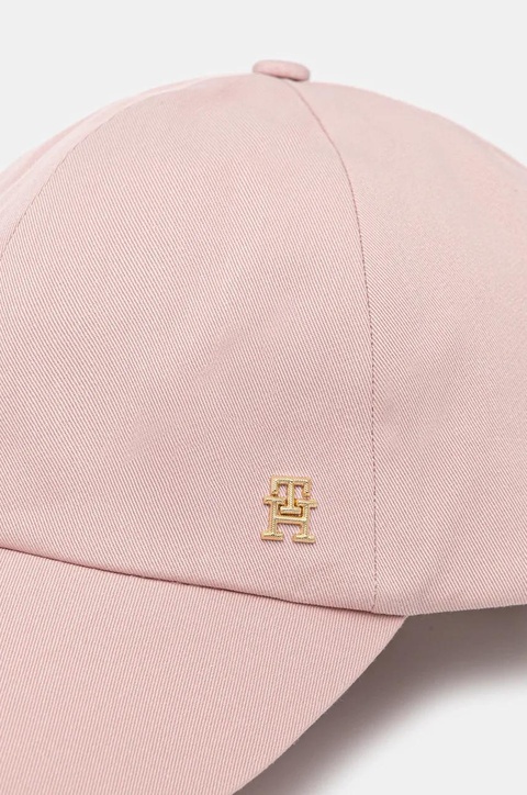 Tommy Hilfiger czapka z daszkiem bawełniana kolor różowy gładka AW0AW17138 - zdjęcie produktu nr 2