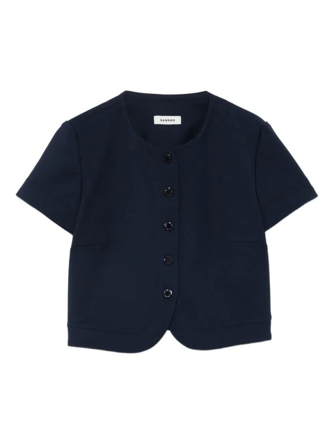 SANDRO button-fastening short-sleeve top - Blue - zdjęcie produktu nr 1