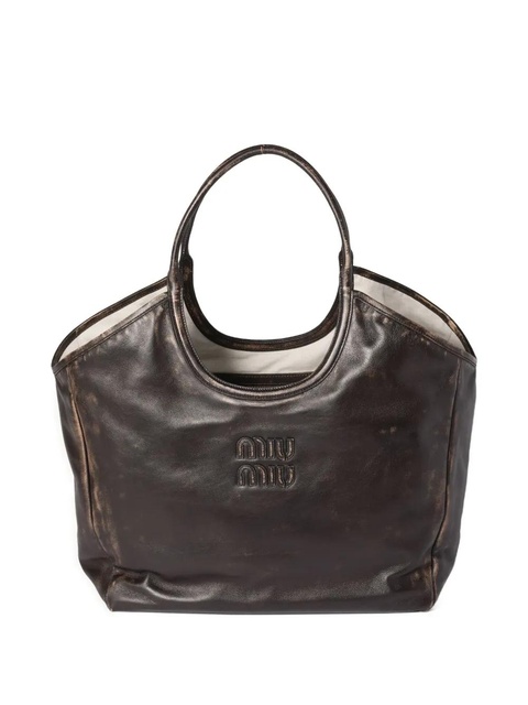 Miu Miu Ivy leather logo tote bag - Brown - zdjęcie produktu nr 1