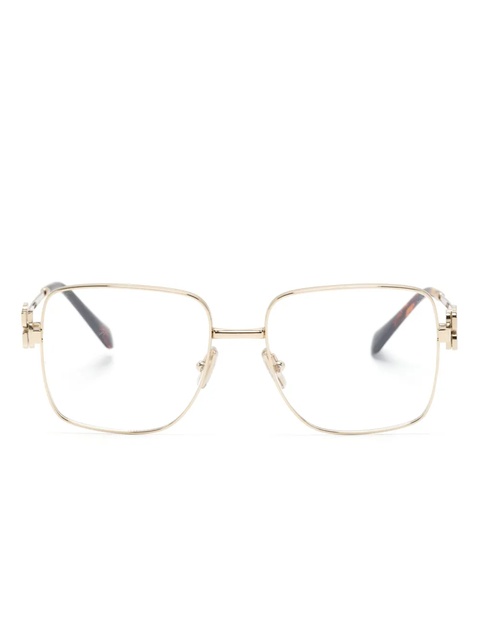 Miu Miu Eyewear logo-lettering square-frame glasses - Gold - zdjęcie produktu nr 1