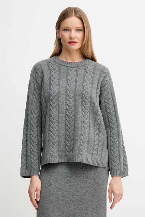 Mos Mosh sweter wełniany BRYNDIS damski kolor szary lekki 173220 - zdjęcie produktu nr 1
