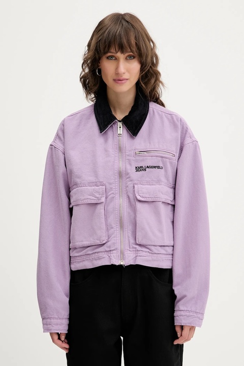 Karl Lagerfeld Jeans kurtka bawełniana kolor fioletowy przejściowa oversize A3W14016 - zdjęcie produktu nr 1