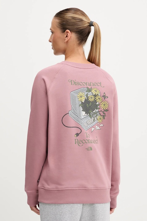 The North Face bluza bawełniana Connect Relaxed damska kolor różowy z nadrukiem NF0A8E4JHCS1 - zdjęcie produktu nr 1