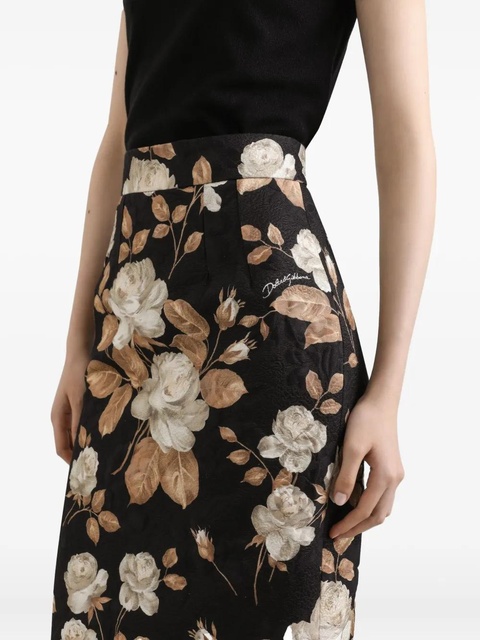 Dolce & Gabbana rose-print midi pencil skirt - Black - zdjęcie produktu nr 2