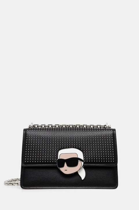 Karl Lagerfeld torebka skórzana kolor czarny 246W3027 - zdjęcie produktu nr 1
