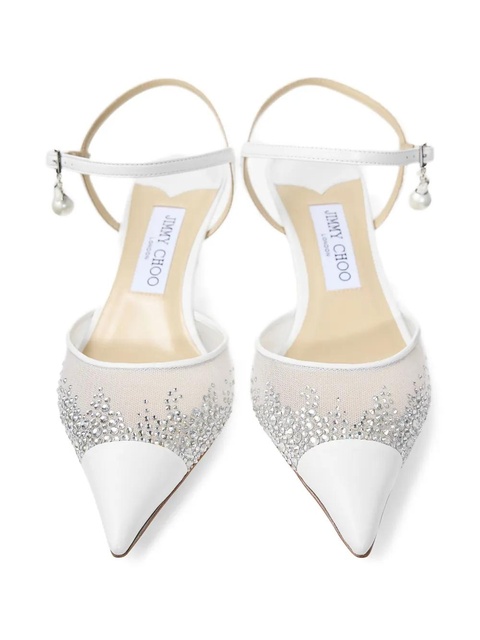 Jimmy Choo 45mm Aren crystal-embellished pumps - White - zdjęcie produktu nr 2