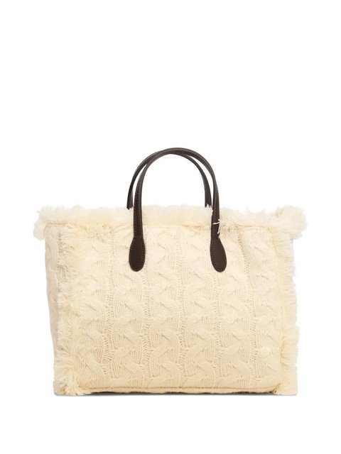 MC2 Saint Barth Colette cable-knit fringed tote bag - White - zdjęcie produktu nr 2