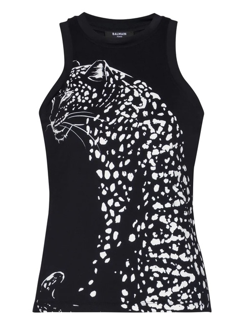 Balmain leopard-print halterneck top - Black - zdjęcie produktu nr 1