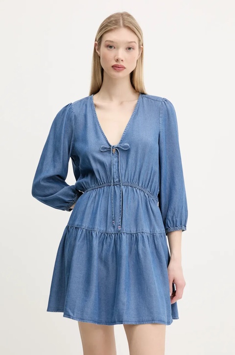 Tommy Jeans sukienka kolor niebieski mini rozkloszowana DW0DW20612 - zdjęcie produktu nr 1