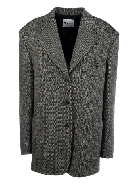 Miu Miu herringbone-pattern jacket - Grey - zdjęcie produktu nr 1