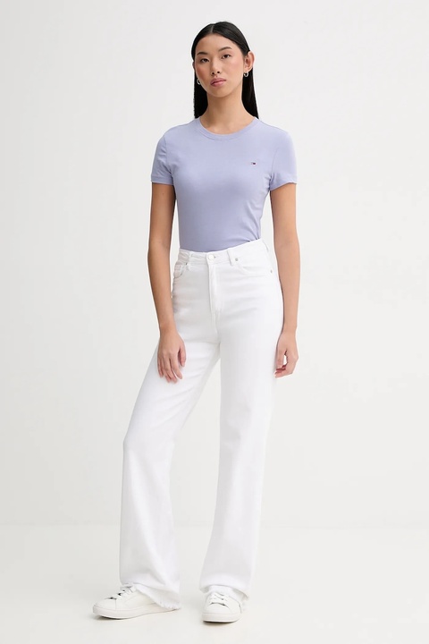 Tommy Jeans t-shirt bawełniany damski kolor fioletowy DW0DW20459 - zdjęcie produktu nr 1