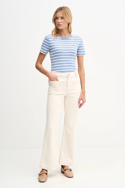 Tommy Hilfiger t-shirt bawełniany damski kolor niebieski WW0WW40587 - zdjęcie produktu nr 2