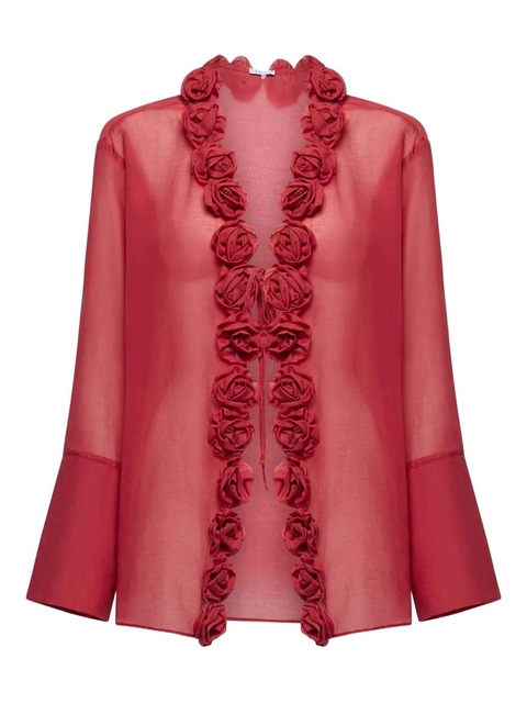 Oséree rose-embellished sheer blouse - Red - zdjęcie produktu nr 1