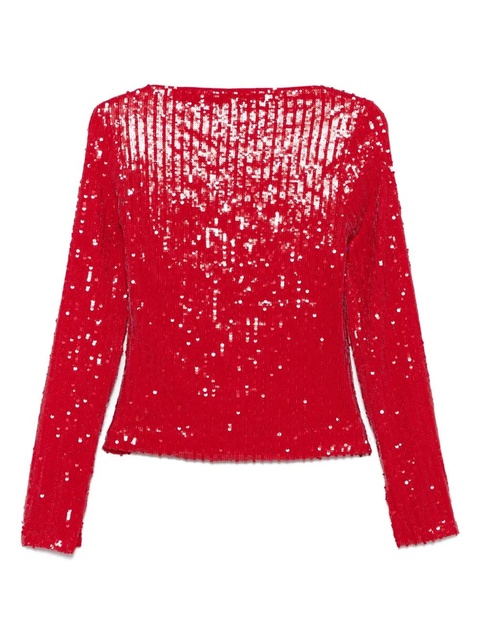 ROTATE BIRGER CHRISTENSEN sequins V-neck top - Red - zdjęcie produktu nr 2