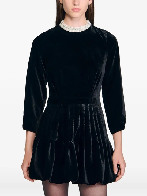 SANDRO velvet mini dress - Black - zdjęcie produktu nr 2
