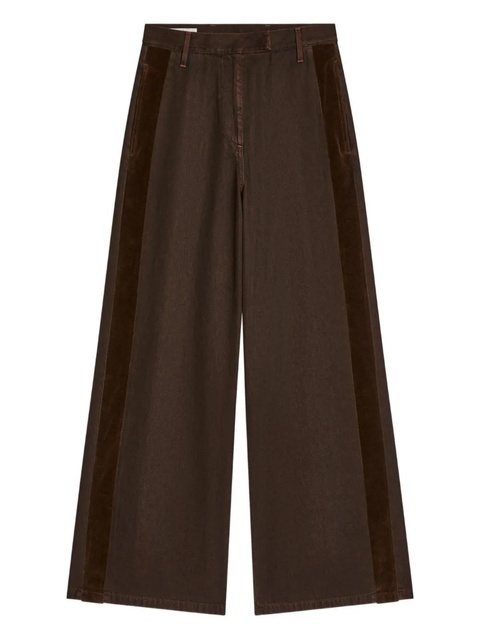 DRIES VAN NOTEN stripe-details denim trousers - Brown - zdjęcie produktu nr 1