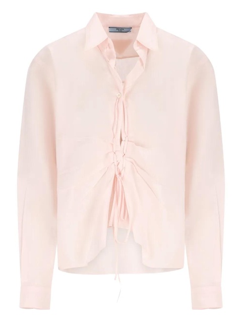 Prada lace-up cotton shirt - Pink - zdjęcie produktu nr 1