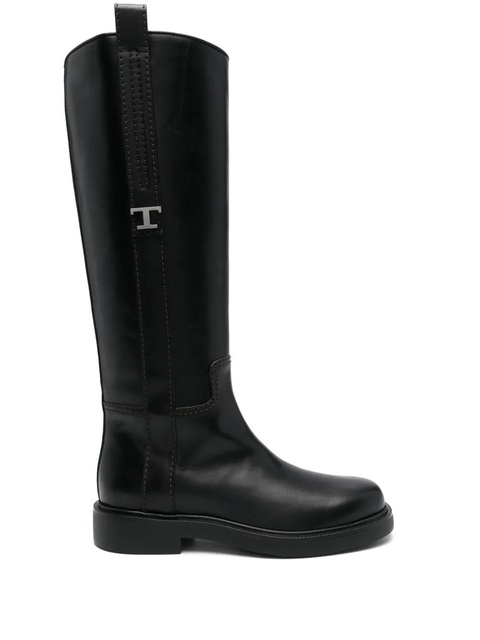 Tod's logo-plaque knee boots - Black - zdjęcie produktu nr 1