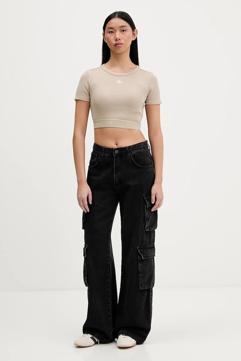 adidas Originals t-shirt Rib Tee damski kolor beżowy JW3577 - zdjęcie produktu nr 2