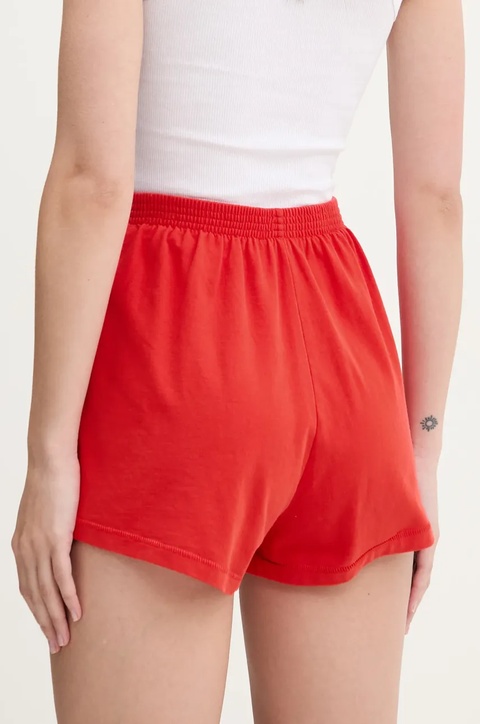 American Vintage szorty bawełniane damskie kolor czerwony gładkie medium waist FAZ09AE25 - zdjęcie produktu nr 1