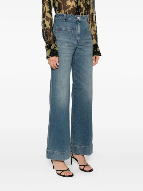 Victoria Beckham logo-patch jeans - Blue - zdjęcie produktu nr 1
