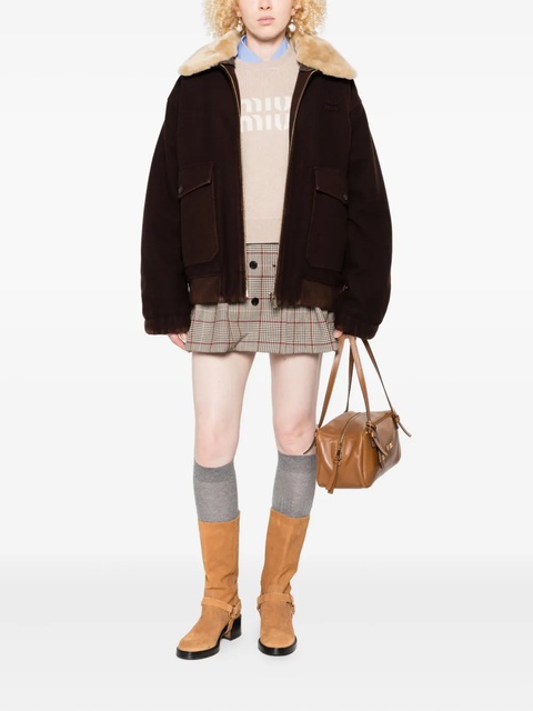 Miu Miu faux-fur collar jacket - Brown - zdjęcie produktu nr 2