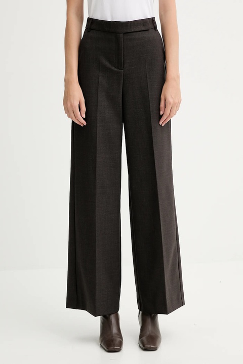 MAX&Co. spodnie z wełną damskie kolor brązowy szerokie high waist 2526136022200 - zdjęcie produktu nr 1