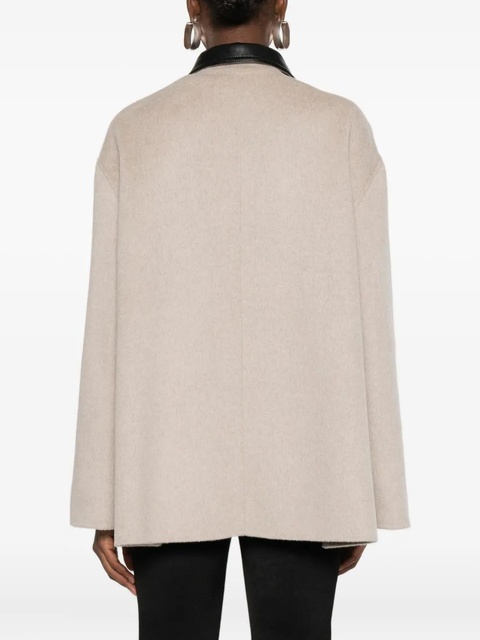 Nanushka leather-collar button-front jacket - Neutrals - zdjęcie produktu nr 2