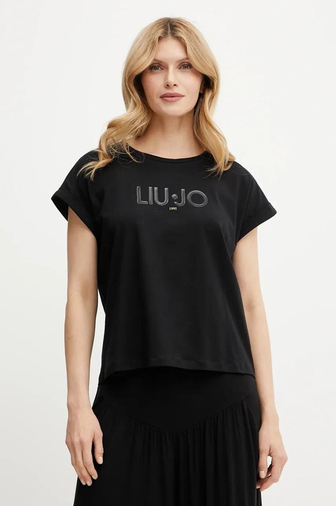 Liu Jo t-shirt damski kolor czarny TA5181 JS003 - zdjęcie produktu nr 1