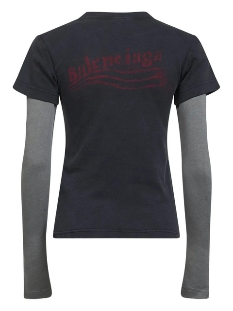 Balenciaga Trompe-l'oeil cotton T-shirt - Black - zdjęcie produktu nr 2