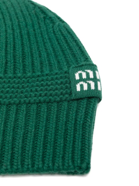 Miu Miu ribbed-knit beanie - Green - zdjęcie produktu nr 2
