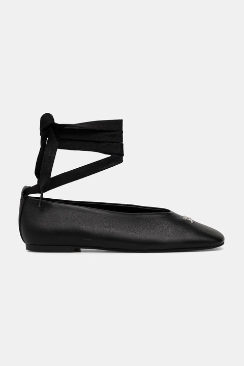 Tommy Hilfiger baleriny skórzane TJW BALLERINA WITH LACES kolor czarny EN0EN02939 - zdjęcie produktu nr 2