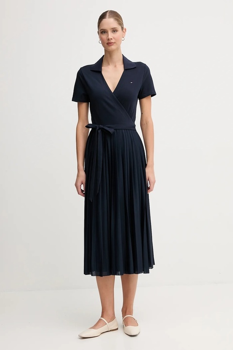 Tommy Hilfiger sukienka kolor granatowy maxi rozkloszowana WW0WW45733 - zdjęcie produktu nr 1