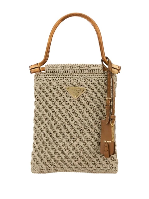 Prada crochet bamboo-handle tote bag - Neutrals - zdjęcie produktu nr 1