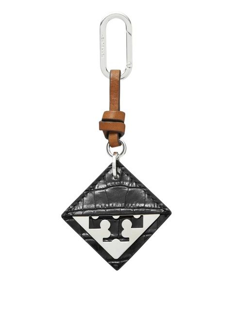 Tory Burch crocodile-embossed logo-detail keyring - Black - zdjęcie produktu nr 1