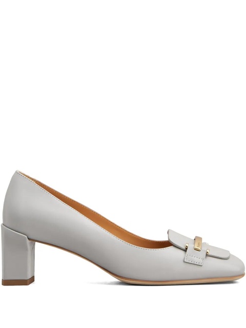 Tod's 50mm block-heel leather pumps - Grey - zdjęcie produktu nr 1