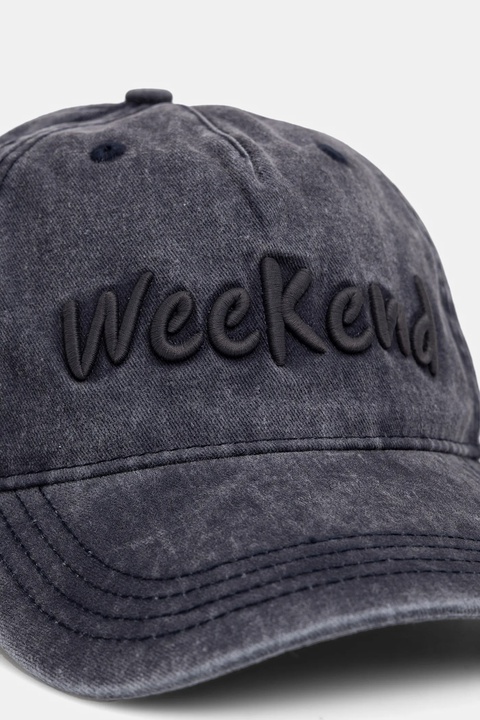 Weekend Max Mara czapka z daszkiem bawełniana BRUNO kolor granatowy 2525576024600 - zdjęcie produktu nr 2