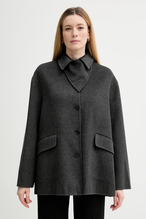 Nanushka płaszcz z dodatkiem wełny kolor szary NW25FWJK27994 - zdjęcie produktu nr 1