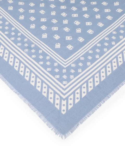 Dolce & Gabbana logo-print frayed scarf - Blue - zdjęcie produktu nr 2