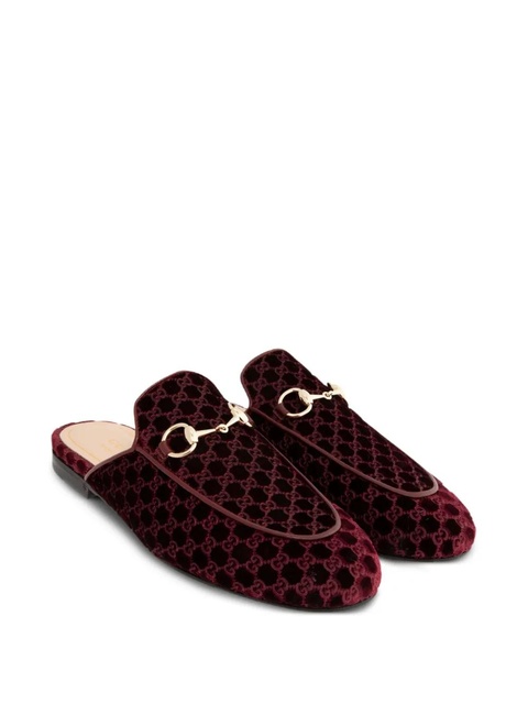 Gucci horsebit GG pattern velvet mules - Red - zdjęcie produktu nr 1