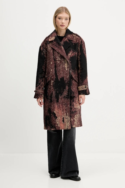 Desigual płaszcz BRUSHED LAC kolor brązowy 25WWEW05 - zdjęcie produktu nr 1