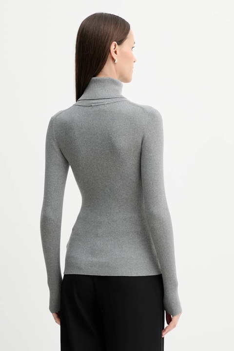 Calvin Klein Jeans sweter damski kolor szary lekki z golfem LV047D350G - zdjęcie produktu nr 2