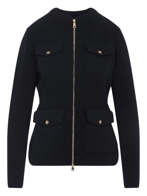 Moncler ribbed zip-front fitted jacket - Blue - zdjęcie produktu nr 1