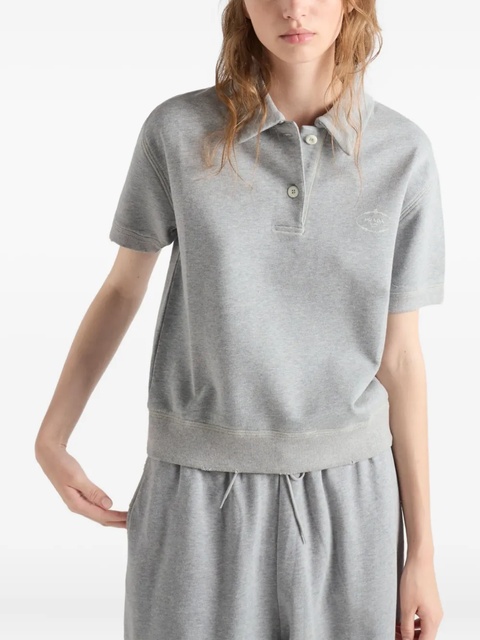 Prada logo-embroidered ribbed-knit polo shirt - Grey - zdjęcie produktu nr 2