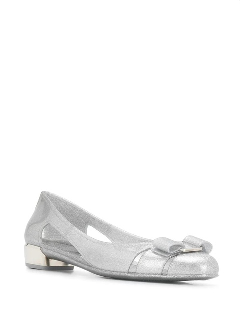 Ferragamo bow-detail glitter flat pumps - Silver - zdjęcie produktu nr 2
