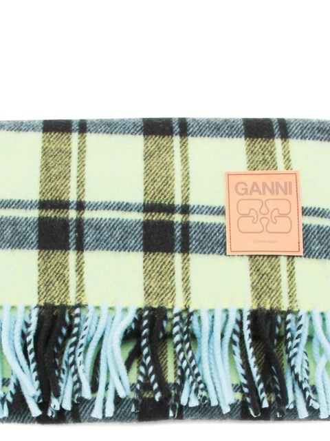 GANNI plaid fringed scarf - Yellow - zdjęcie produktu nr 1