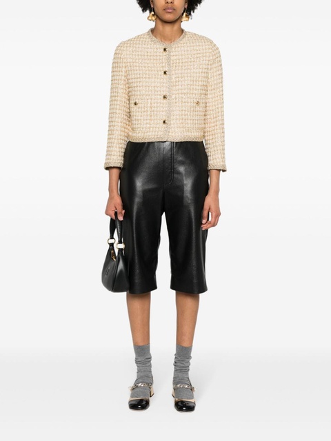 Miu Miu logo-patch tweed jacket - Neutrals - zdjęcie produktu nr 2