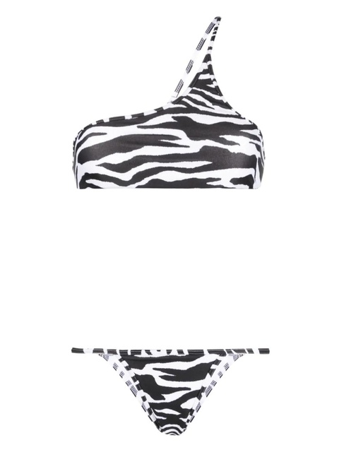 The Attico one-shoulder zebra-print bikini set - White - zdjęcie produktu nr 1