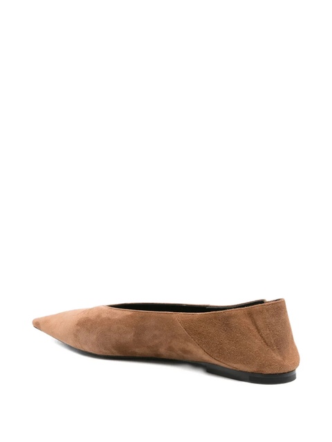 Saint Laurent pointed-toe suede ballet flats - Brown - zdjęcie produktu nr 1