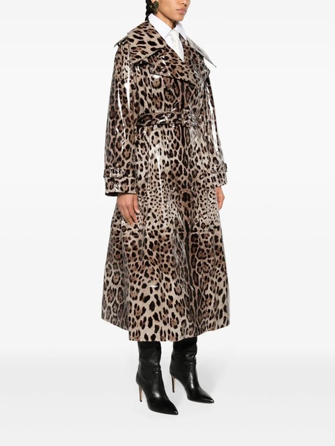 Dolce & Gabbana leopard-print belted trench coat - Neutrals - zdjęcie produktu nr 2